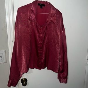 Forever 21 Silky Long Sleeve Button-Up Shirts
